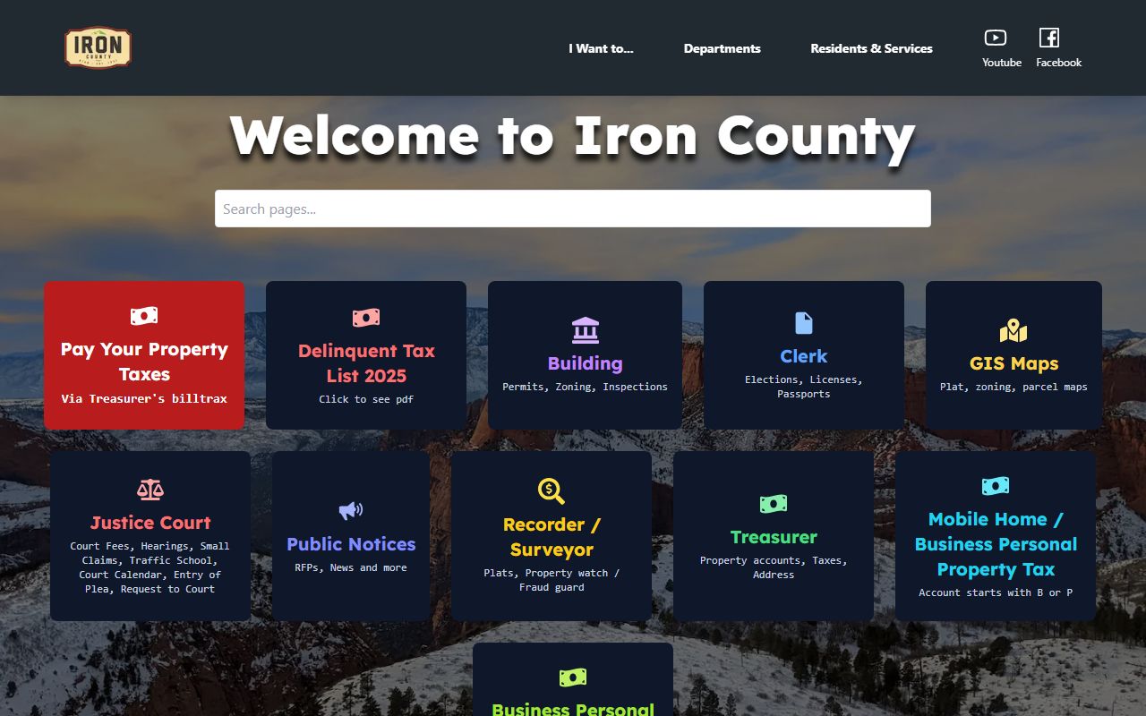 Iron County government website for Cedar City death index and vital records information