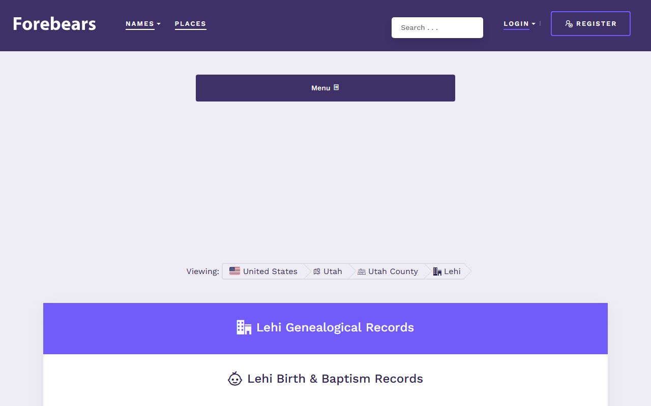 Forebears.io Lehi Utah County death index collections and historical records