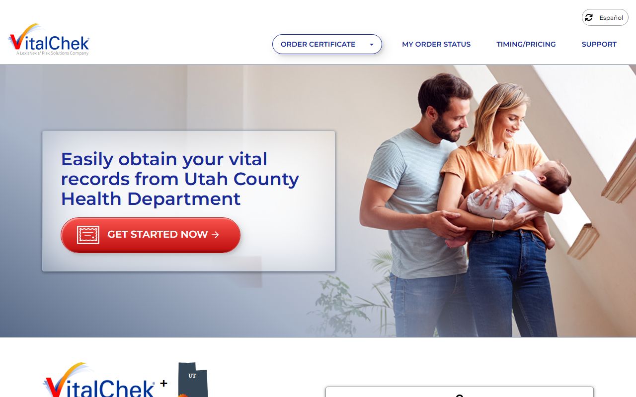 VitalChek Utah County Health Department for death index and certificate ordering