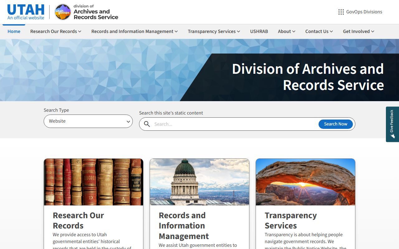 Utah Division of Archives and Records Service for historical death index records